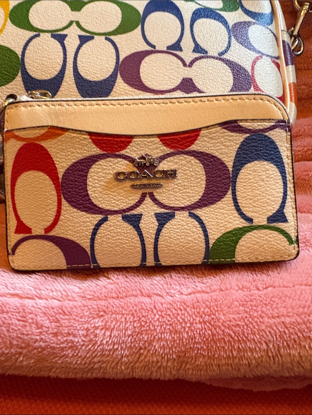 Coach White Multi Rainbow Signature Crossbody with Stripe Strap - Picture 2 of 3